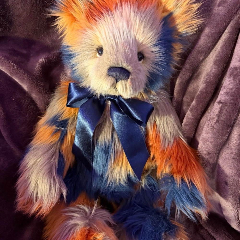 Charlie Bear Wilkinson  Plush with Navy and Orange Bear